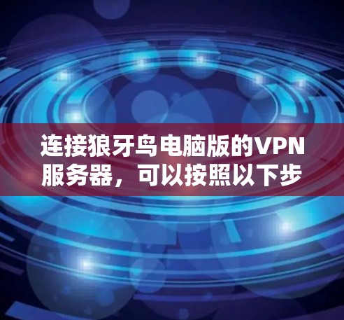 连接狼牙鸟电脑版的VPN服务器，可以按照以下步骤进行操作
