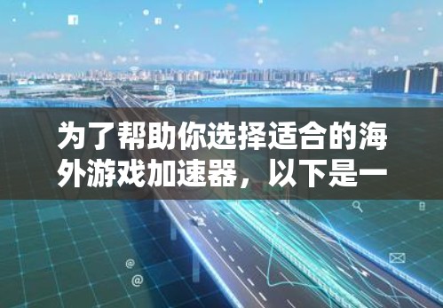 为了帮助你选择适合的海外游戏加速器，以下是一些关键步骤和建议，供你参考