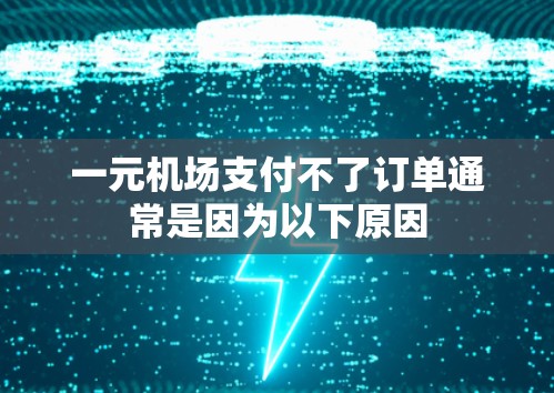 一元机场支付不了订单通常是因为以下原因 一元机场支付不了订单通常是因为以下原因