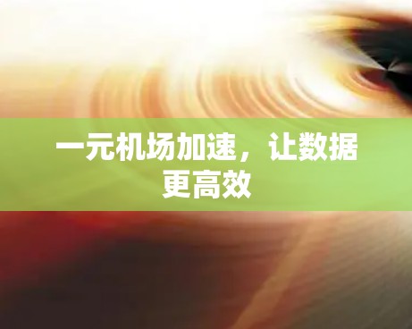 一元机场加速，让数据更高效