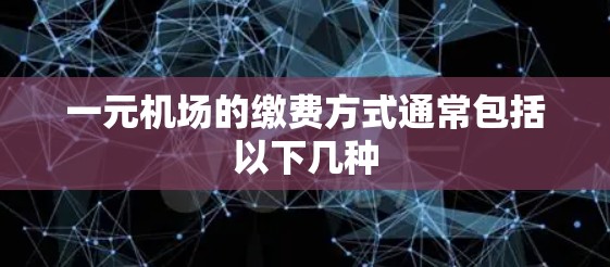 一元机场的缴费方式通常包括以下几种 一元机场的缴费方式通常包括以下几种