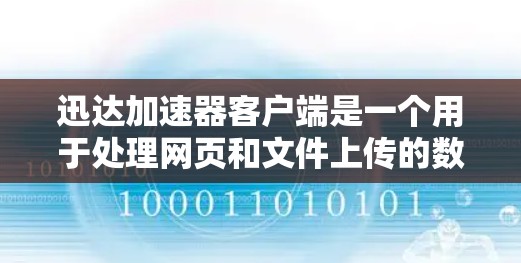 迅达加速器客户端是一个用于处理网页和文件上传的数据处理工具，专为服务器端提供。以下是对迅达加速器客户端的详细说明